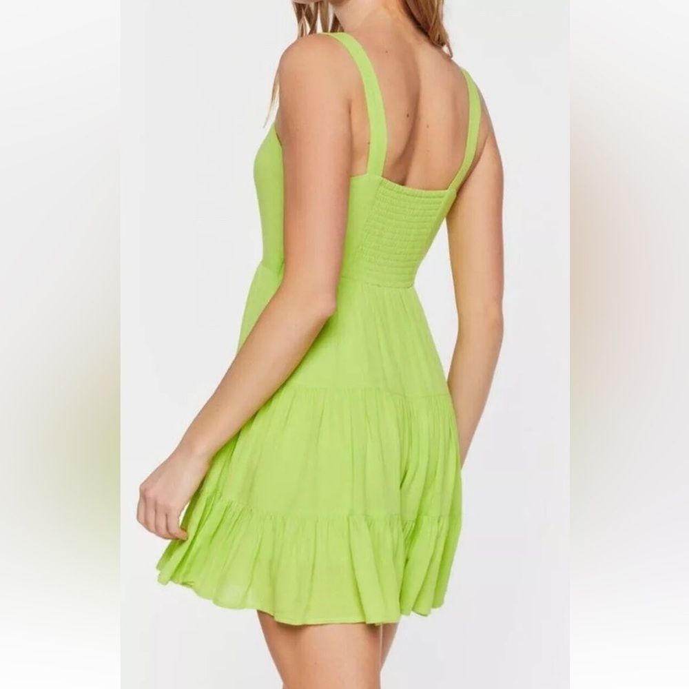 NWT Forever 21 Womens sweetheart there’s Ruffle Fit Flare Boho Dress Small neon - Picture 2 of 7